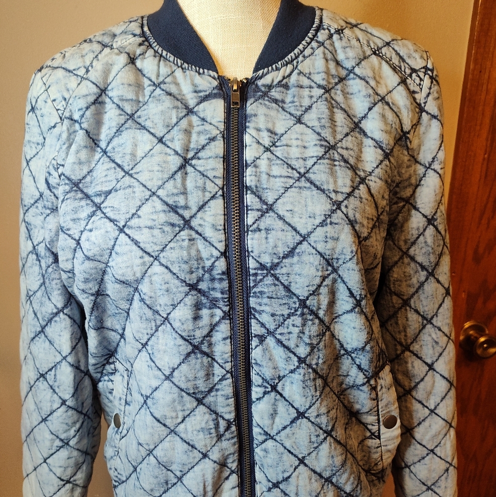 Ashley By 26 International Denim Wear Bomber Jacket Blue Size Medium